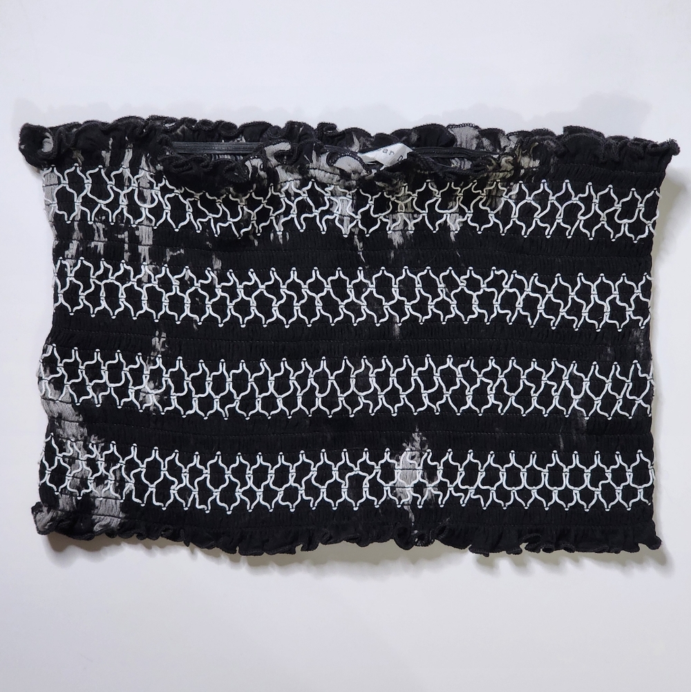 Smocked Cropped Tube Top Back And White Tye Dye